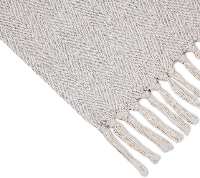 Americanflat 50x60 Throw Blanket - Soft and Breathable Cotton Throw Blanket for Couch, Bed, Chair - Decorative Blankets Perfect for Home, Office, or Outdoor Use - Cream Herringbone Design
