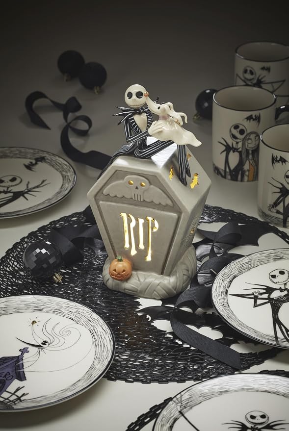 Lenox Nightmare Before Christmas Halloween Accent Plates, Appetizer Set | porcelain, dishwasher safe, microwave safe | also great as a halloween dessert plate for salad or bread