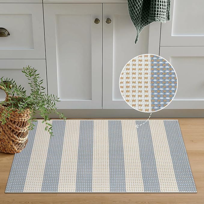 OJIA Front Door Mats Outside Entrance 24"x36" Front Porch Rug Outdoor Decor | Machine Washable Indoor Outdoor Rugs Doormat Cotton Woven Entry Rug Striped Small Area Rug for Farmhouse/Home Entrance Decor