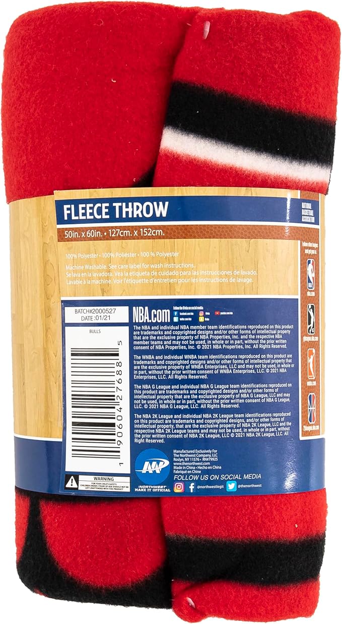 Northwest NBA Chicago Bulls Unisex-Adult Fleece Throw Blanket, 50" x 60", Campaign