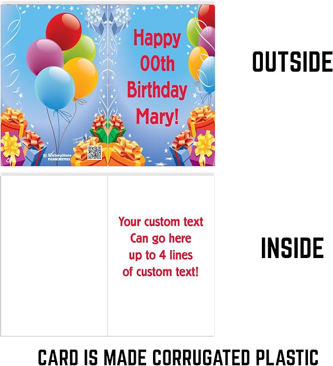 VictoryStore Jumbo 3 Foot Happy Birthday Card, Presents And Balloons, 24x36-Inch Card, Ships In Jumbo Envelope, (Custom Text, 13814)
