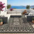 Garvee Reversible Outdoor Rug 6x9 for Patio, Waterproof Outdoor Area Rug, Modern Medallion Indoor Outdoor Rugs, Plastic Straw Rug for RV, Camping, Deck, Vintage Brown