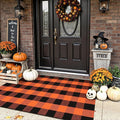 Uphome Bufflo Plaid Outdoor Rug 3'x5', Fall Decor Checkered Front Door Mat, Halloween Indoor Outdoor Porch Rug for Layered Door Mats, Washable Farmhouse Black/Orange Area Rugs for Patio Entryway