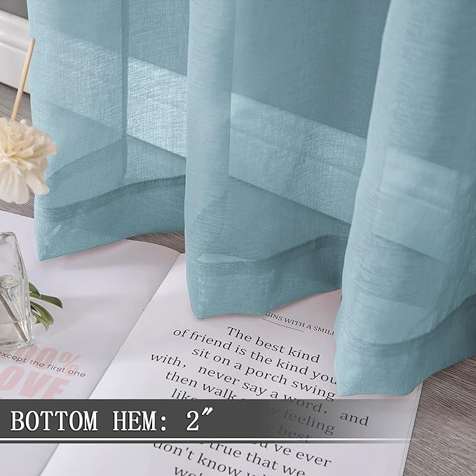 Tollpiz Short Sheer Curtains Living Room Linen Textured Curtain Sheers Light - Image 4