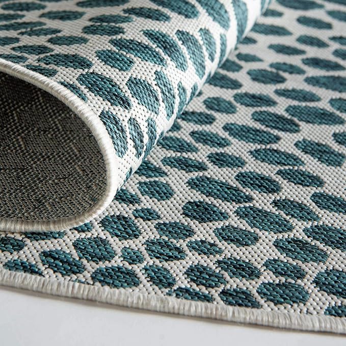 Unique Loom Jill Zarin Outdoor Collection Area Rug - Cape Town (7' 10' x 10' Oval, Teal/ Ivory)