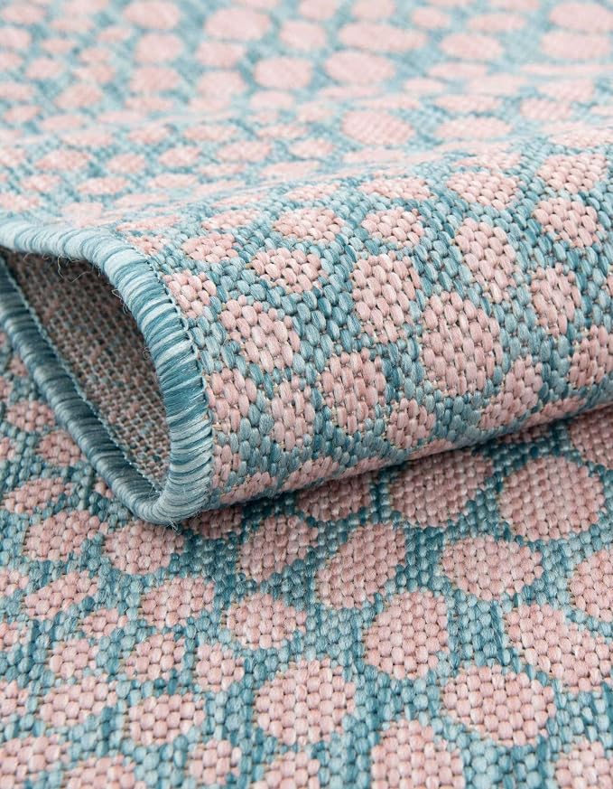 Unique Loom Jill Zarin Jill Zarin Outdoor Collection Area Rug - Cape Town (9' x 12' Rectangle, Pink and Aqua/Light Blue)