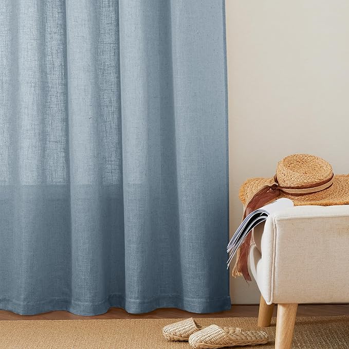RYB HOME Semi Sheer Curtains for Small Window Doorway, Thick Linen Burlap Half - Image 6