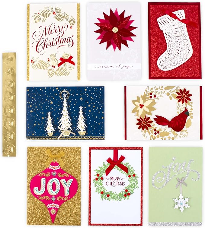 Hallmark Assorted Boxed Christmas Cards Set (Pack of 24 Handmade Holiday Cards with Envelopes) (1XPX1975)