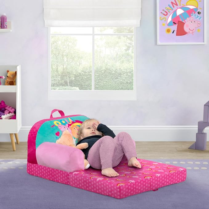 Delta Children - Peppa Pig Cozee Buddy Flip-Out Kids Chair - Greenguard Gold Certified, Pink