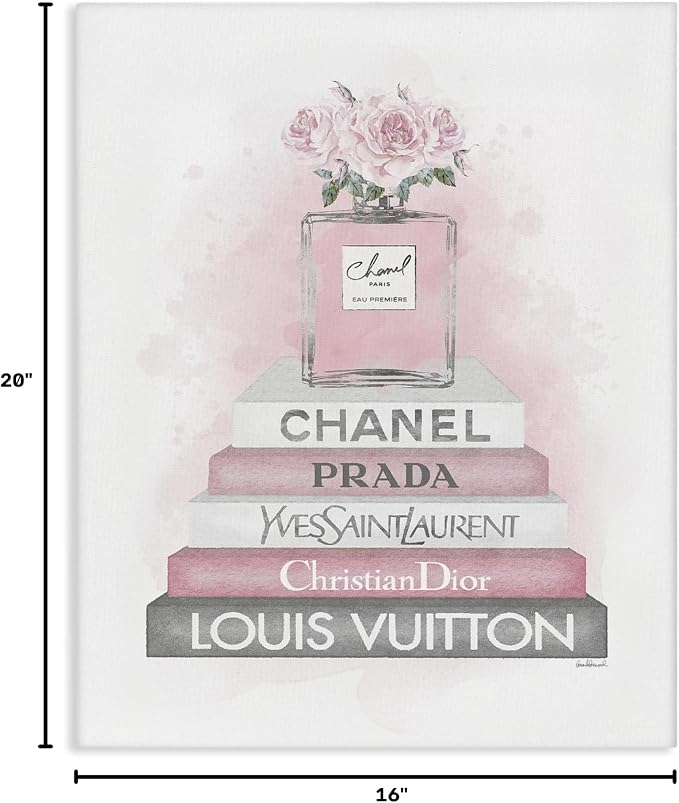 Stupell Industries 'Pink Roses Perfume Bottle Glam Fashion'| Canvas Art | Stupell Industries | 16 x 20 Inches, Easy to Hang and Sturdy, Made in USA, by Amanda Greenwood