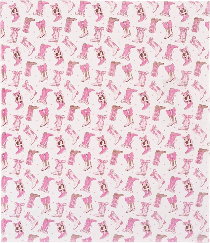 Oversized Plush Throw Blanket 60" x 70", Boots and Bows