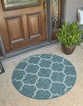 Unique Loom Outdoor Trellis Collection Area Rug - Trellis (Round 13' 0" x 13' 0", Teal/ Gray)