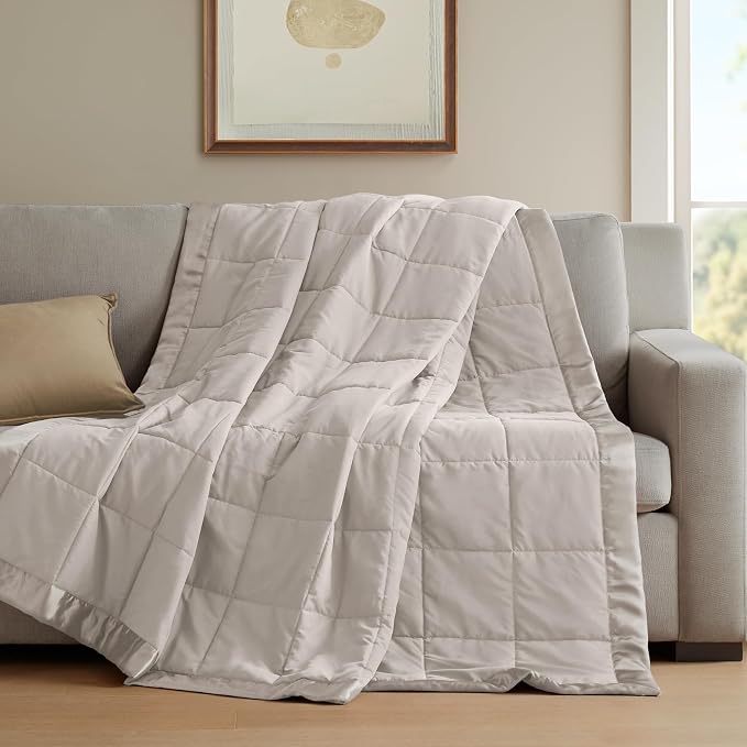 Madison Park Windom Down Alternative Blanket, Premium 3M Scotchgard Moisture Wicking Treatment, Lightweight and Soft Bed Cover For All Season, Satin Trim, Grey Twin | Lightweight Windom Blanket Premium 3M Scotchgard Moisture Wicking Treatment, OEKO TEX...