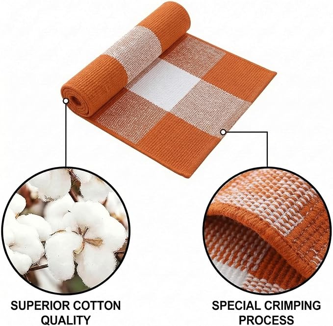 Halloween Orange and White Buffalo Plaid Rug,2'4'' x 3'7'' Indoor Outdoor Washable Rug, Spooky Accent Mat for Halloween Indoor Outdoor Decor, Porch, Living Room, Entryway, Patio