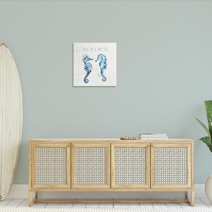 Stupell Industries 'You Me & Sea Quote Seahorse'| Canvas Art | Stupell Industries | 24 x 24 Inches, Easy to Hang and Sturdy, Made in USA, by Anne Tavoletti