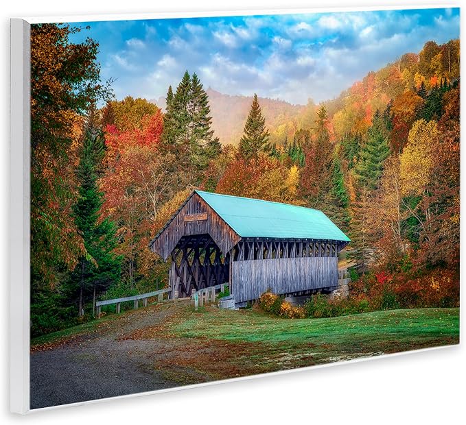 Stupell Industries Woodland Covered Bridge Mountain Foliage Wall Plaque Art, Design by Rick Berk, 19 x 13 | Stupell Industries | 19 x 13 Inches, Easy to Hang and Sturdy, Made in USA, by Rick Berk
