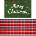 2 Pcs Outdoor Door Mat Combo Set Layered Outdoor Rug and Coir Welcome Doormat Non Slip Outside Floor Mat for Front Porch Entryway Patio Yard Decor(Light String,24'' X 51',18'' X 28'')