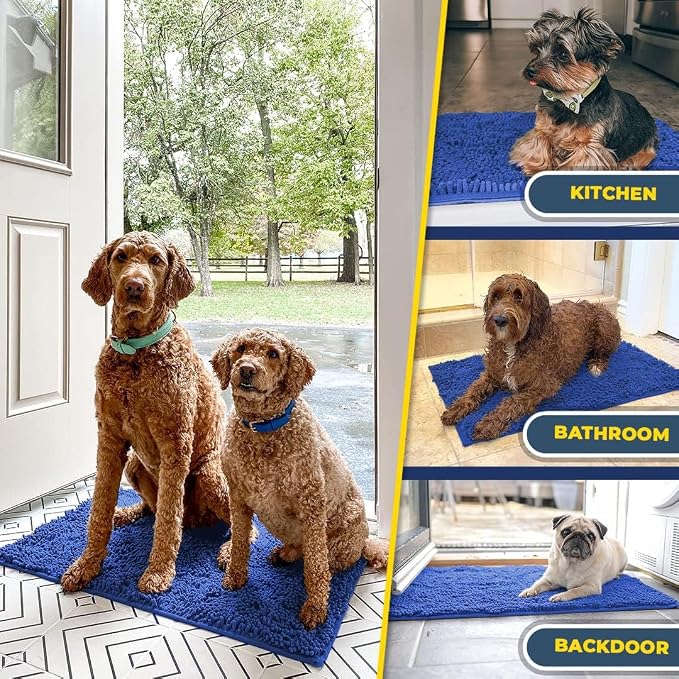 Muddy Mat® | Super Water Absorbent Door Mat Indoor, Microfiber Quick Dry Chenille Entryway Rug, Slip Resistant Front Door Mat, Indoor Mats for Entryway, Machine Washable Pet Rug, Periwinkle 3ft x 4ft