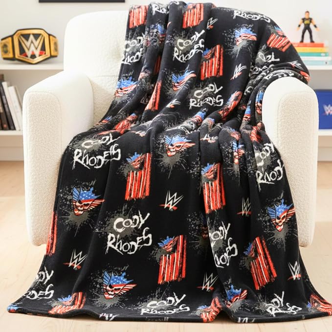 WWE Cody Rhodes Main Event Champions Bedding Super Soft Throw Blanket, 70 in x 50 in, (Officially Licensed Product) By Franco