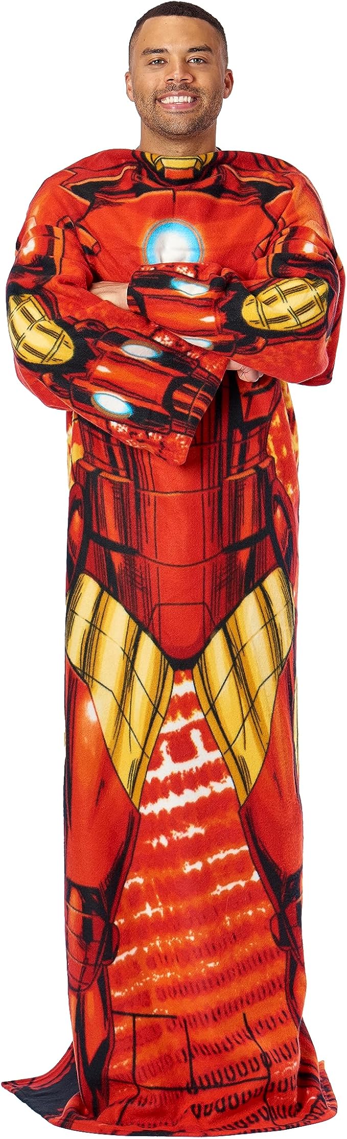 Northwest Marvel Avengers Iron Man Throw Adult Silk Touch Blanket with Sleeves 48" x 71"