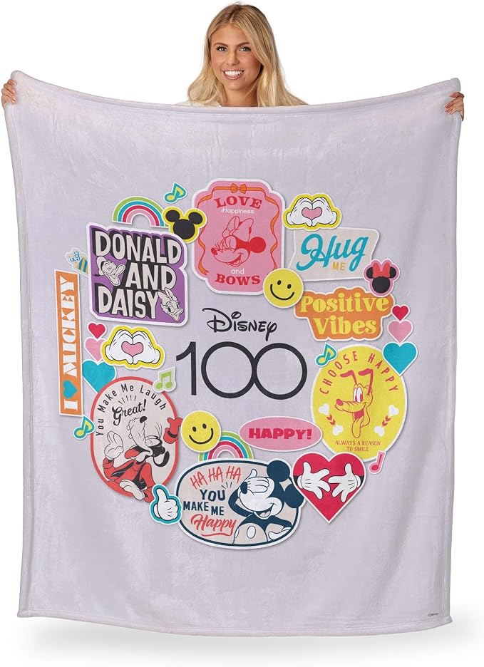 Northwest Disney 100 Silk Touch Throw Blanket, 50" x 60", Positive Vibes