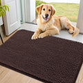 Smiry Dog Door Mat for Muddy Paws 34x21, Absorbent Dirt Trapper, Non-Slip Washable Chenille Entryway Rug for Inside Floor, Brown, Classic Solid
