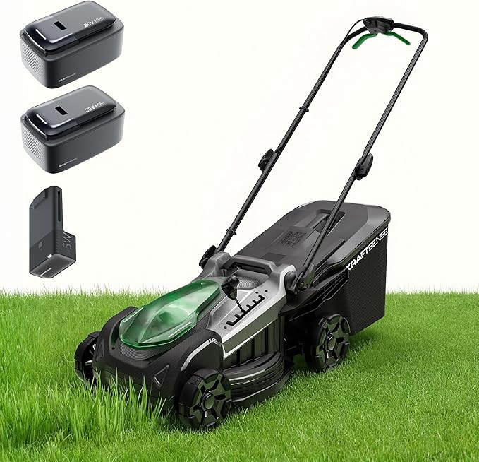 18" Electric Lawn Mower, 40V Self-Propelled Cordless Lawn Mower with 2x5.0Ah Batteries & Charger, Brushless Motor, 2-in-1 Mulching & Bagging, 6-Position Height Adjustment, for Small to Medium Yards