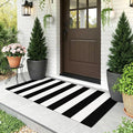 KOZYFLY Black and White Striped Runner Rug 2x4.3 ft Doormat Cotton Woven Washable Indoor Outdoor Rug Small Front Door Rugs for Entryway Porch Kitchen Patio Laundry Room