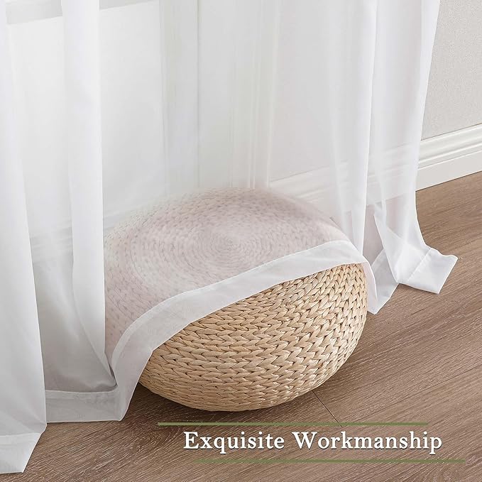 Lecloud White Sheer Curtains 84 Inches Long 2 Panels, Solid Airy Voile Extra - Image 9