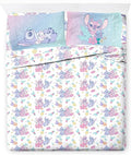 Jay Franco Disney Lilo & Stitch Full Size Sheet Set - 4 Piece Kids Bedding | Super Soft Brushed Microfiber, Deep Pocket, Machine Washable, White Angel Floral Design (Officially Licensed)