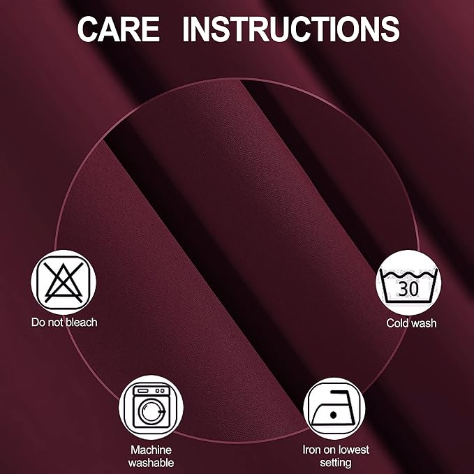LEMOMO Burgundy Red Thermal Blackout Curtains/38 x 84 Inch/Set of 2 Panels Room Darkening Curtains for Bedroom