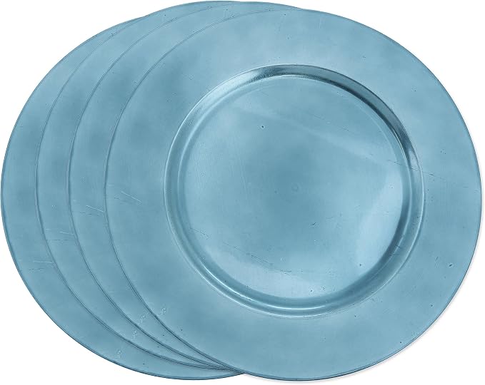 SARO LIFESTYLE Decorative Charger Plates, 13” Round Plastic Charger Plates, Set of 4 – Elegant Table Décor for Events, Weddings & Home Dining, Teal