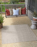 Unique Loom Outdoor Solid Collection Area Rug (10' Square Light Gray/Ivory)
