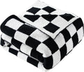 Elegant Comfort Checkered Throw Blanket, Black Super Soft Cozy Fluffy Warm Throw Blankets for Couch, Sofa, Chair, Bed, Camping, Picnic, Travel Lightweight Bed Blanket (50" x 70")