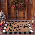 Tinideya 2 Pcs Door Mat Welcome Non Slip Coir Mats Floor Layering Doormats Seasonal for Front Porch Entryway Decor(Merry Christmas)