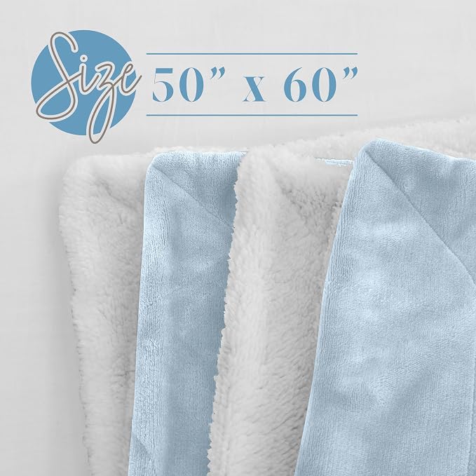 Elegant Comfort Reversible, Solid Sherpa Throw Blanket, All-Season Blanket- Super Soft, Cozy and Plush- Decorative Throw, Perfect for Lounging, 50 x 60 inches, Sherpa Throw Aqua