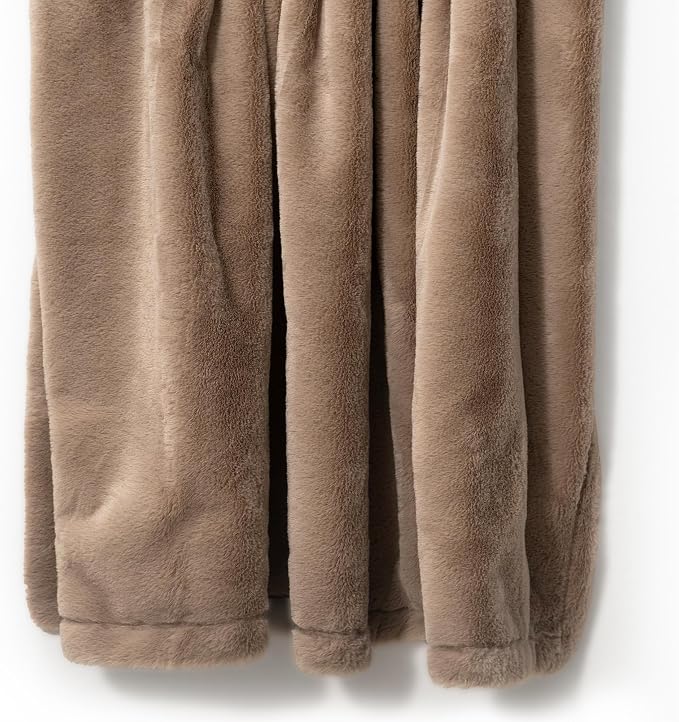 Americanflat 50x60 Double Sided Faux Fur Throw Blanket - Soft and Breathable Throw Blanket for Couch, Bed, Chair - Taupe Faux Fur Blankets Perfect for Home, Bedroom, or Outdoor Use