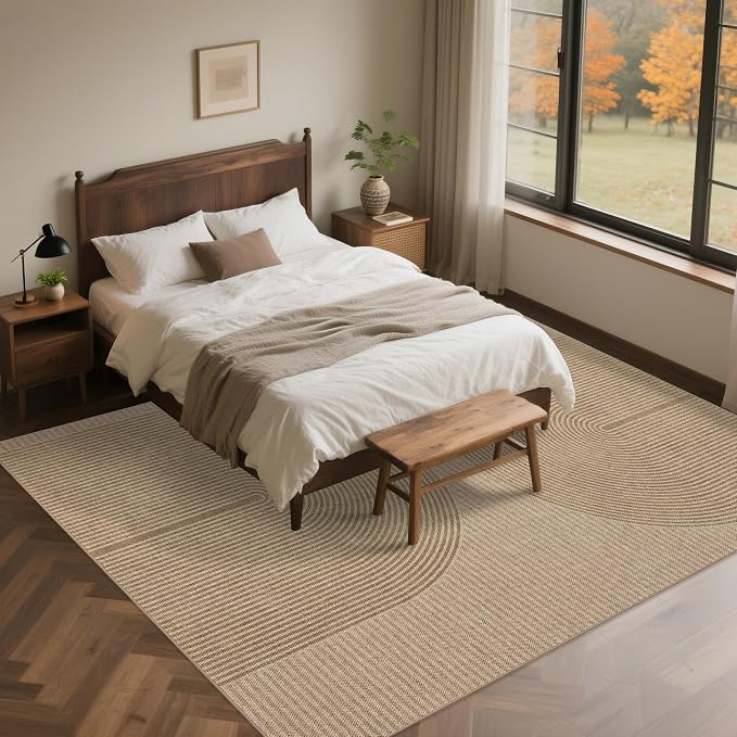 Easy Jute Rug for Pet Homes: 6x9 Outdoor Rug - Geometric Arch Pattern | Washable Design Cuts Your Cleaning Time by 75% and Maintain Shape and Texture after 50 Washes