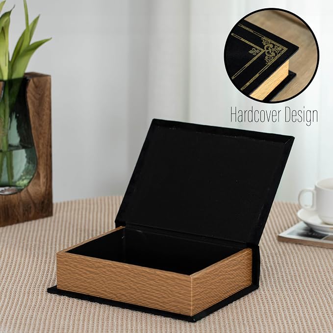 Vintiquewise Decorative Vintage Book Shaped Trinket Storage Box - Black