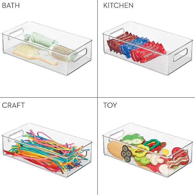 iDesign Stackable Fridge Bin, Set of 6, Clear | Kitchen Storage Bin, For Pantry, Cabinets, or Fridge