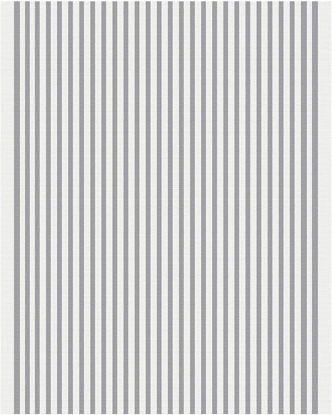 IOHOUZE Striped Area Rug 4'x6' Front Door Rugs Washable Area Rug for Double Front Porch, Large Patio Rug Outdoor Indoor, Doormat for Entryway Porch Entrance, Grey/White