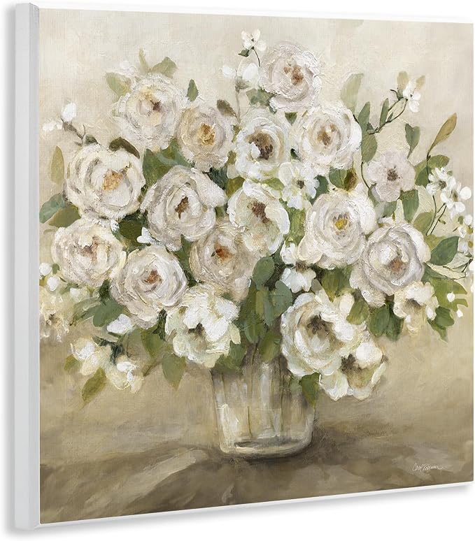 Round Roses with Green Leaves, 12 x 12 Inch Mounted Print on Wall Plaque | Stupell Industries · By Carol Robinson · Ready to hang · Great for living room or family room · Made in USA