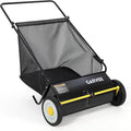 Garvee 26 in Heavy-Duty Push Lawn Sweeper - 4 Spinning Brushes, 7Ft³ Large Capacity Collection Bag, Adjustable Height for Grass, Leaves & Debris On All Terrains, Black