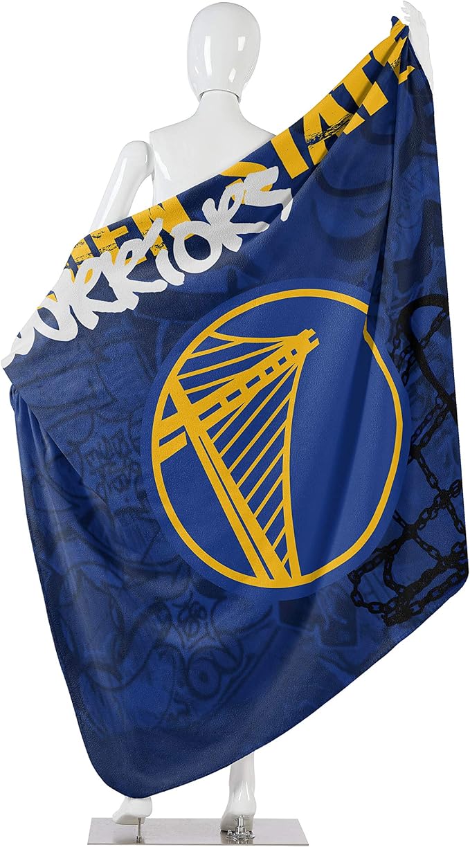 Northwest NBA Golden State Warriors Fleece Throw Blanket, 50 x 60 Inches, Hard Knocks Design, Soft and Cozy Fan Blanket