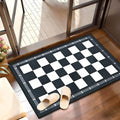 Vasofe Jute Checkered Rug, 2x3 Small Entry Rug, Outdoor Doormat, Indoor Mat | Washable Front Door Mat Kitchen Rug Non Slip Area Rugs, Farmhouse Low Pile Carpet for Entryway Porch, Black and White