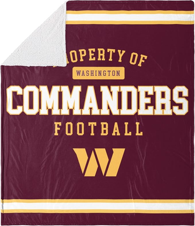 FOCO Washington Commanders NFL Team Property Of Sherpa Fleece Blanket