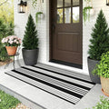 KOZYFLY 2x4.3 ft Black White Striped Rug Front Door Rug Cotton Woven Washable Indoor Outdoor Rugs Entrance Layered Doormat for Front Porch Kitchen Patio Farmhouse Carpet