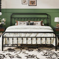 SHA CERLIN King Metal Bed Frame with Victorian Iron-Art Headboard, Black | Victorian Iron-Art Headboard and Footboard, Easy Assembly, Under Bed Storage, No Box Spring Required