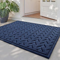 DEXI Front Door Mat Outside Entrance, 2x3 Heavy Duty Entry Doormat Dirt Trapper with Rubber Back, Non Slip Low Profile Floor Mats for Entryway Exterior Patio, Wave Navy