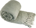 Home Soft Things Silver Throw Blanket Knitted Tweed Throw 50'' x 60'', Silver, Super Soft Cozy Warm Comfortable Breathable Throw for Living Room Chair Couch Bed Sofa Bedroom Home Décor